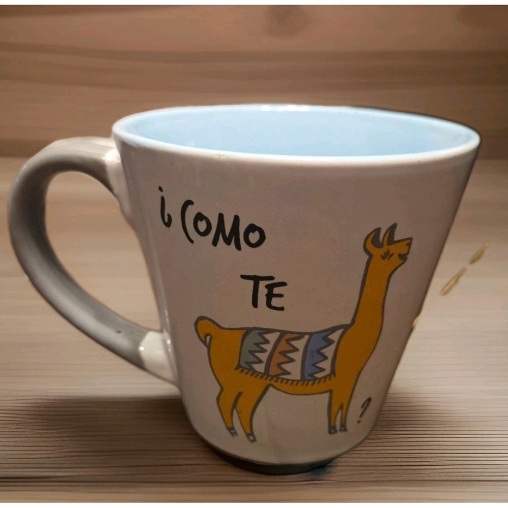 Como Se Llama? Mug – Novelty – Blue Interior 2 Llamas – Double Sided – 16 OZ - Picture 2 of 4